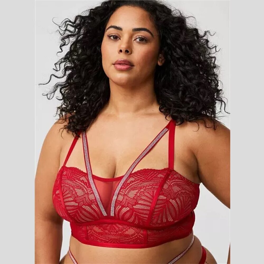 Torrid - Diamante Lace Wireless Bralette in Jester Red​​​​​​